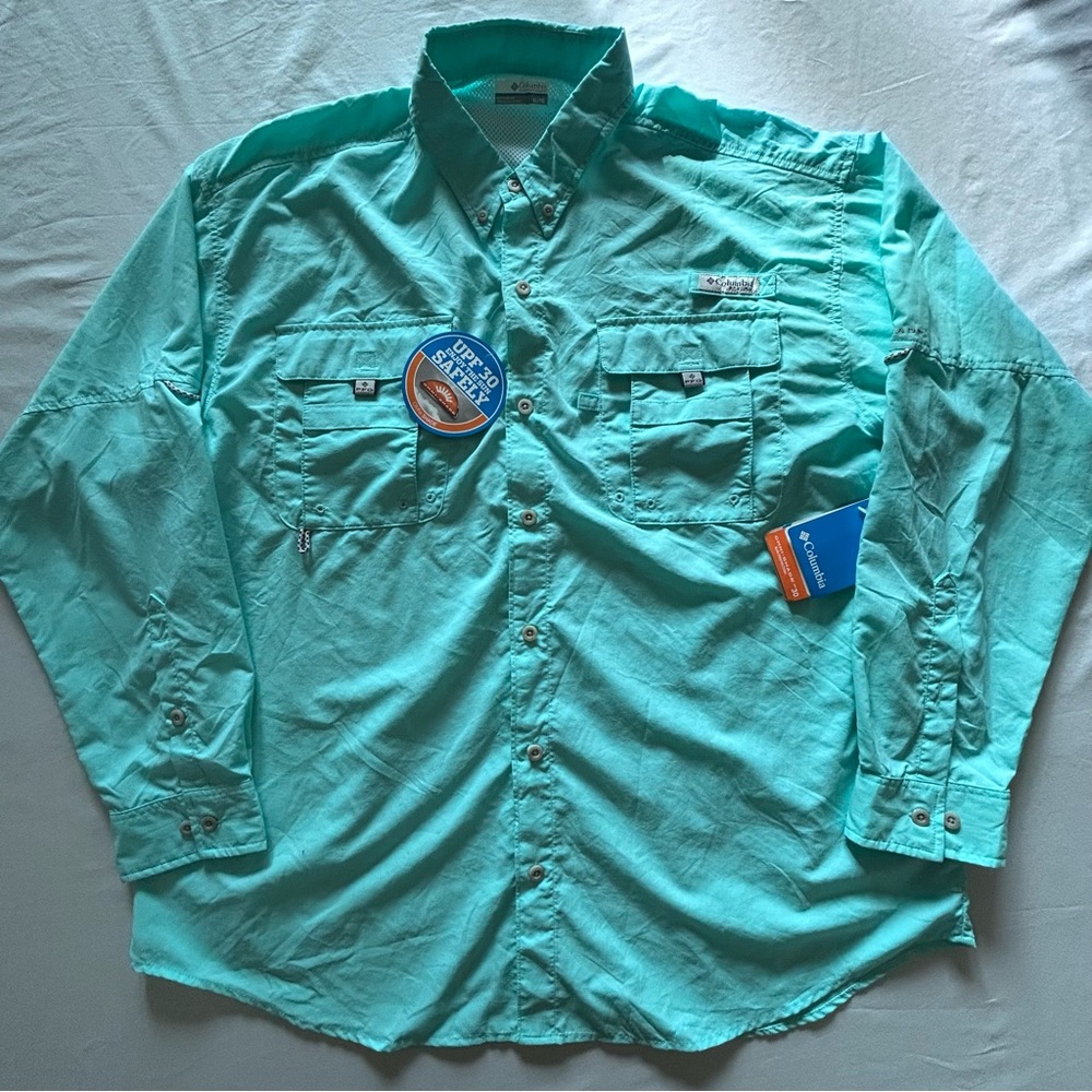 Columbia PFG Fishing Shirt XL Bahama Long Sleeve Omni Shade UPF 30 NWT